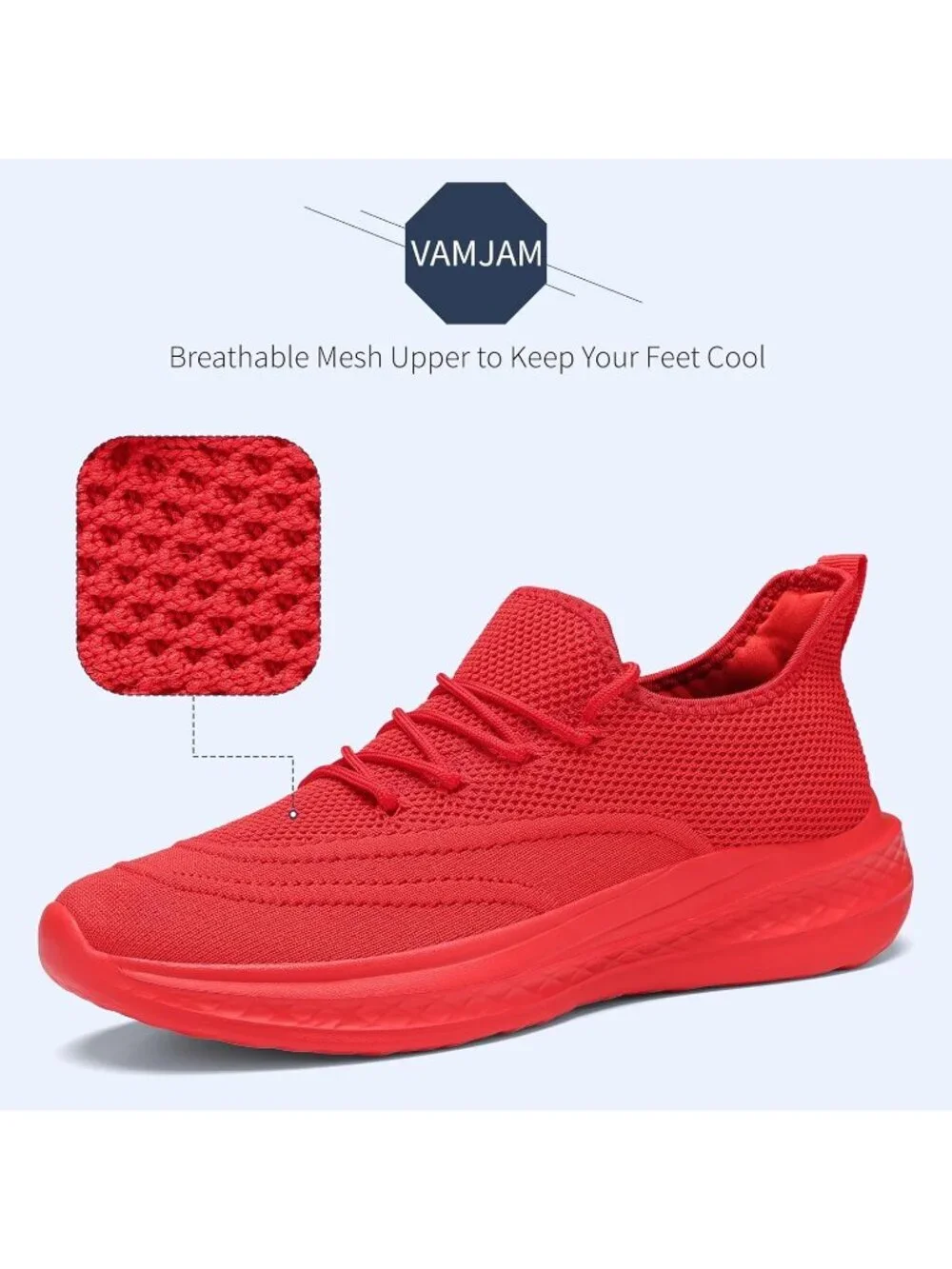 Men's Red Running Shoes Slip On Walking Shoes Non Slip Lightweight Sneakers